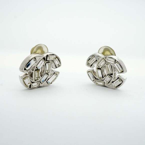 CHANEL Silver Logo Earrings - Picture 2 of 7